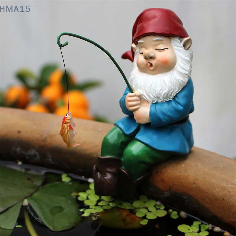 Resin Gnome Elf Sleeping Position Fishing Statue Ornament For Outdoor Courtyard Garden Lawn Decor 10.8*5.8*7.5cm