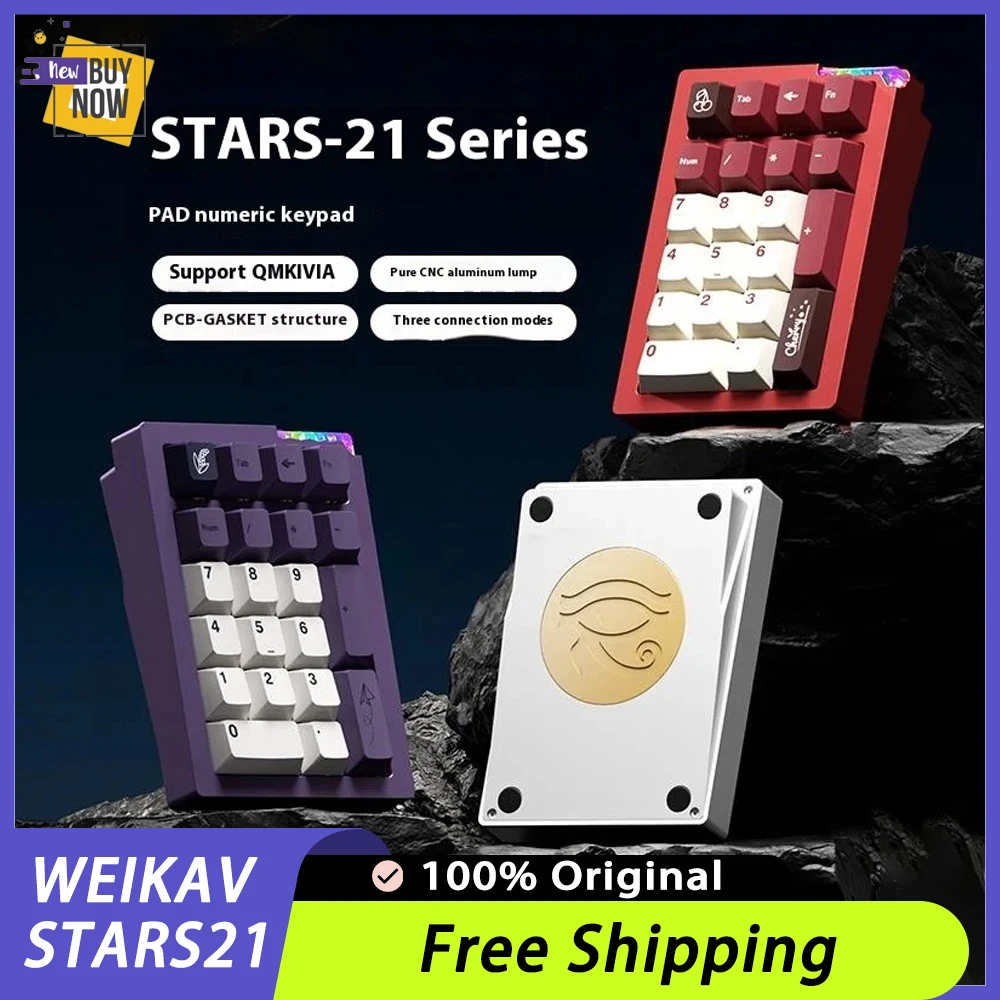 Weikav STARS21 Mechanical Keypad Wireless Aluminum Alloy Numpad Kits Gasket Three Mode Rgb Hot Swap Keyboard Gaming Accessories