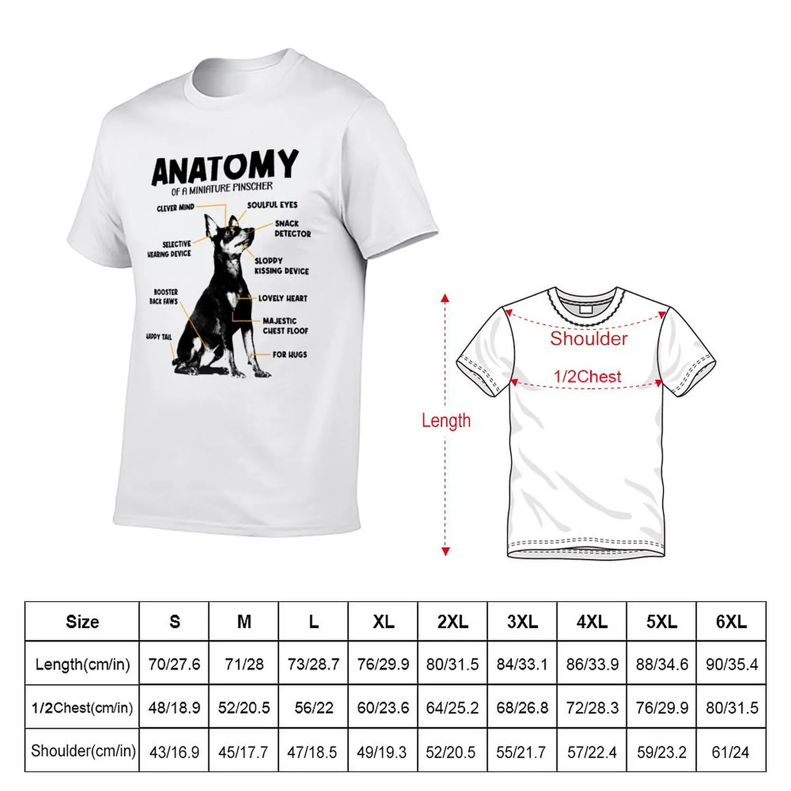 Anatomy of a Miniature Pinscher Funny Retro Dog Lover T-Shirt Summer Fashion Casual Tee Shirt