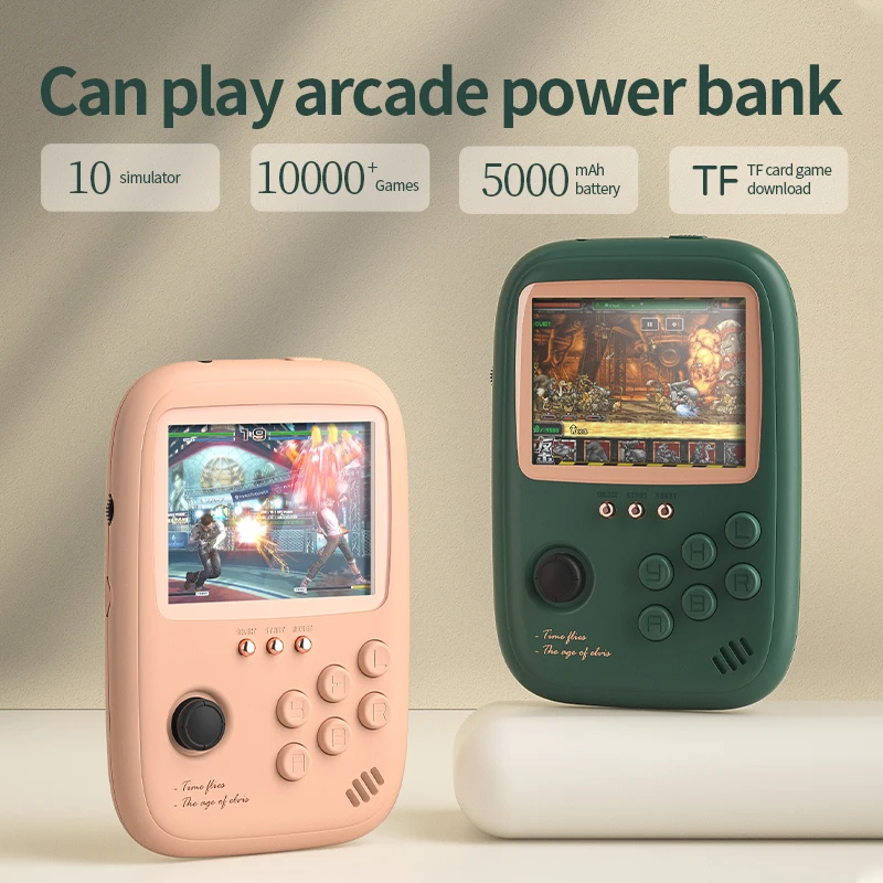 Handheld Game console 5000 mAh power bank 4000+ FC games Support screen projection TF card