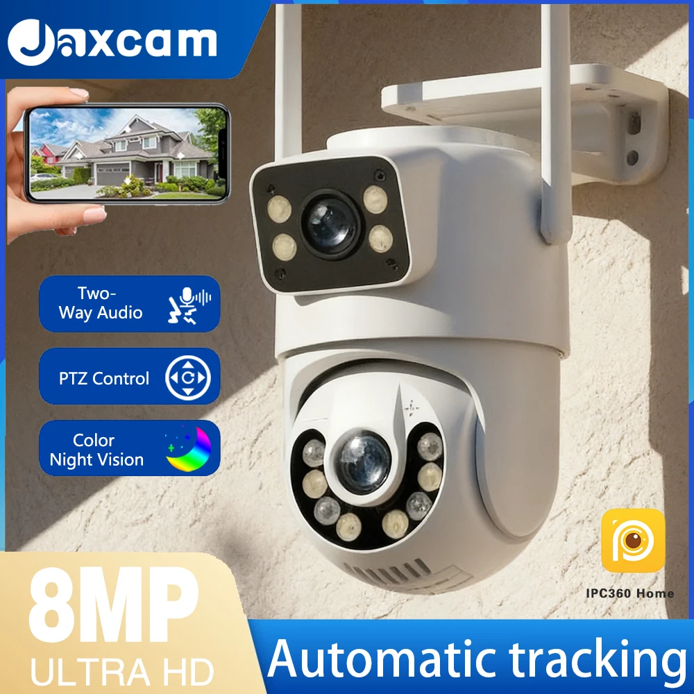 

8MP 4K HD Wifi Home Survalance Ptz Camera Dual Lens Dual Screen Ai Human Auto Tracking Wireless CCTV Outdoor Security Protection