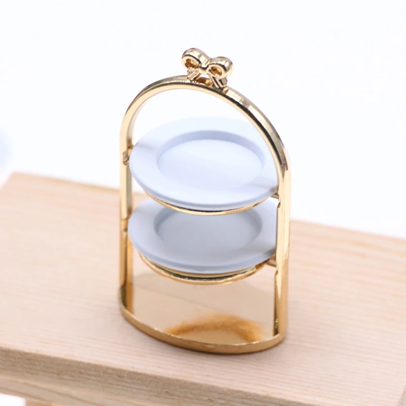 ミニチュア金属デザートスタンドプレート 1:12 ドールハウスキッチンホームモデルの装飾おもちゃドールハウスアクセサリー