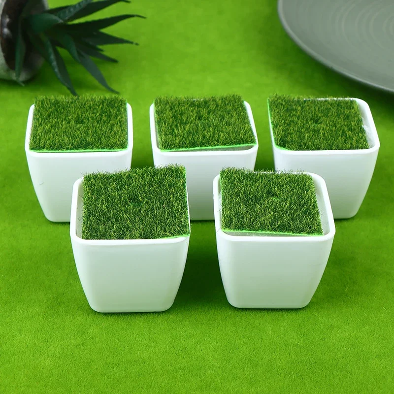 5Pcs Thickened Flower Pot Bonsai Ornament Balcony Fake Flowers Garden Decoration with Woven Lawn Vase for Flower Arrangement