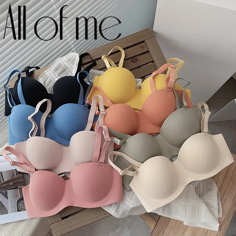 One Piece Bra Smooth Simple Bra Half Cup Small Chest Bra thickened Gathered Bra Girls' Student Underwear Support Traceless Bra