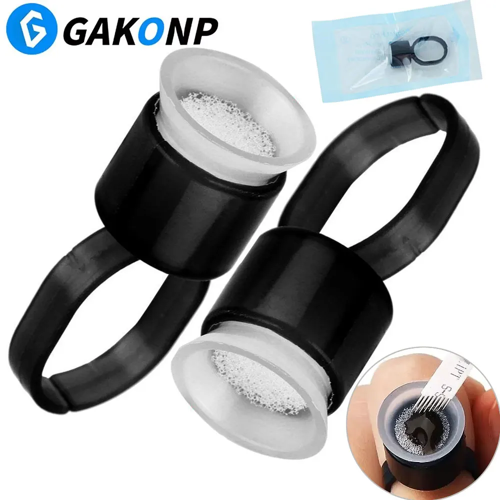 

100/50/20pcs Tattoo Ink Ring Cup with Sponge Pigment Glue Rings Eyelash Extensions for Permanent Makeup Tattoo Acceesories
