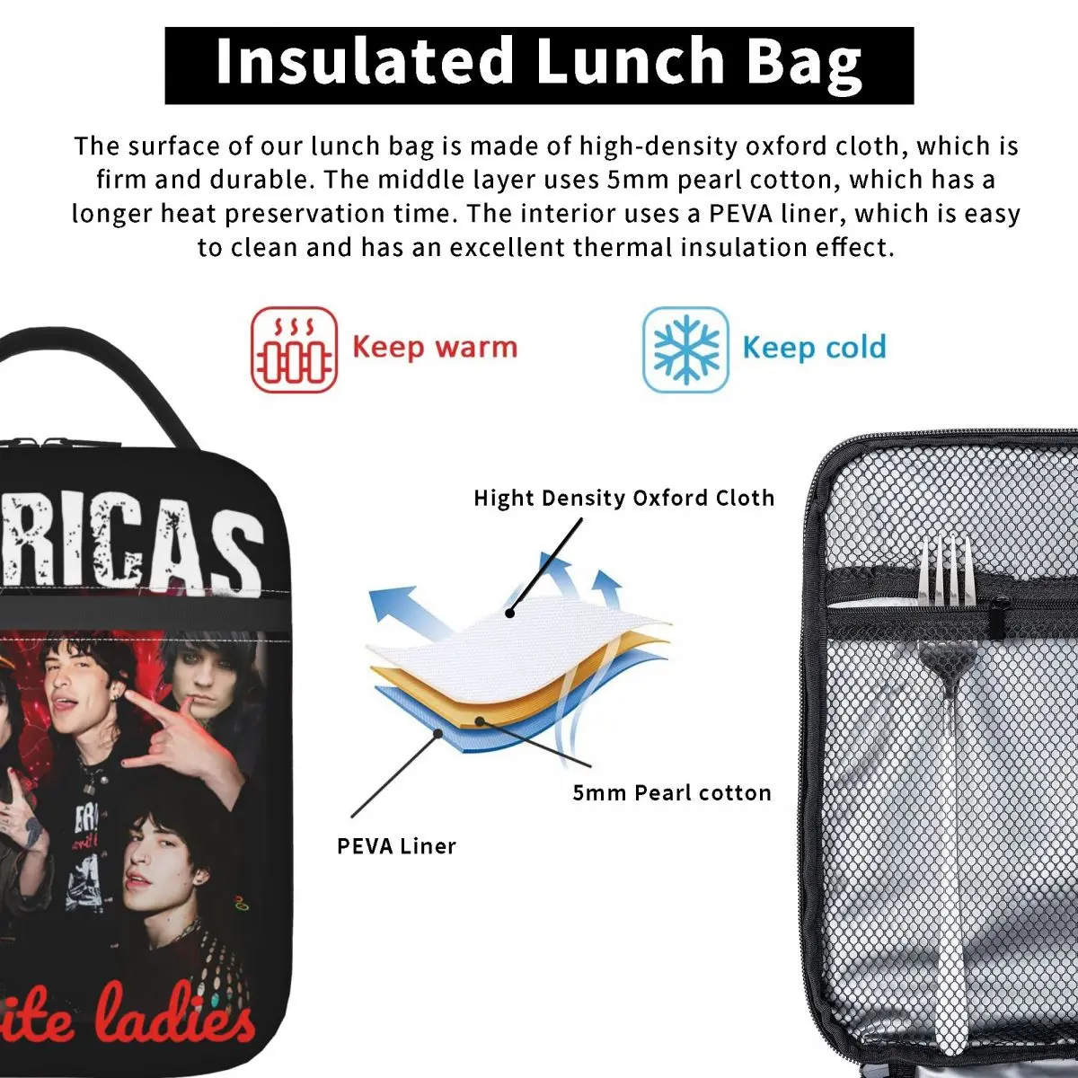 The Tinas Jake Webber Johnnie Guilbert Merch Sacs à lunch, sac alimentaire préféré de l'Amérique, glacière, boîte à lunch thermique pour femme