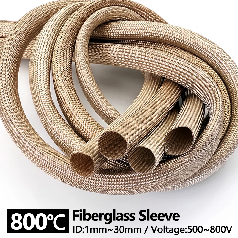 800Deg.C Multi Size Fiberglass Tube Cable Sleeve Soft Chemical Fiber Glass Wire Alkali Free Fiber Braided Insulation Against
