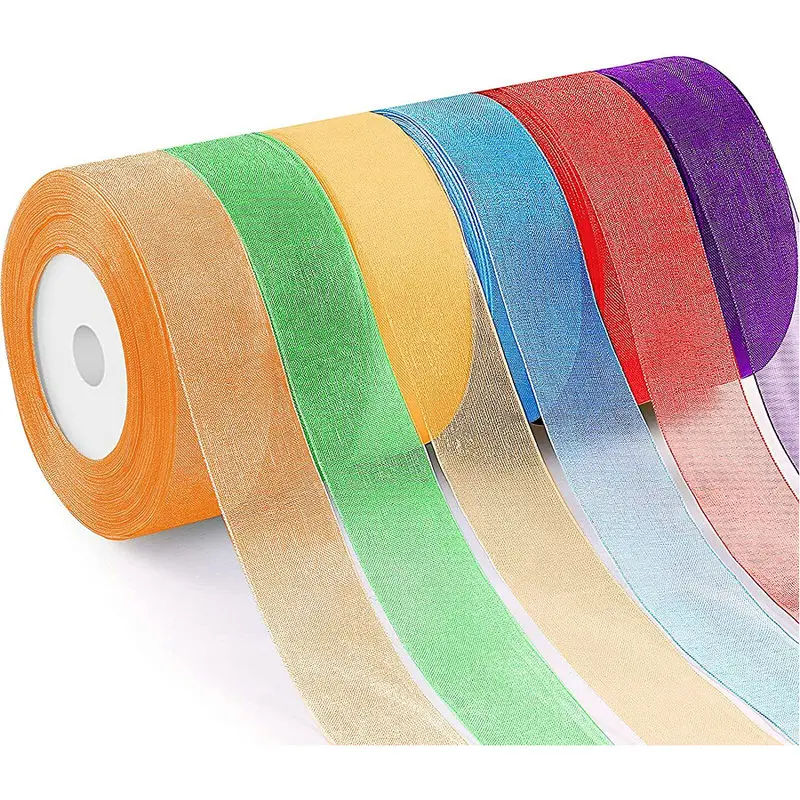 10Yards Sheer Chiffon Ribbon Organza Crafts Satin Ribbons for Gift Wrapping Decoration Wedding Bouquets Party Wreath Lace Fabric