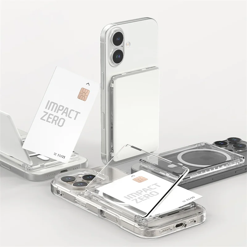 

For iphone Samsung Xiaomi SeriesTransparent Magnetic Card Holder Wallet Case For Magsafe Clear Magnet Cover Bracket Cards Sleeve