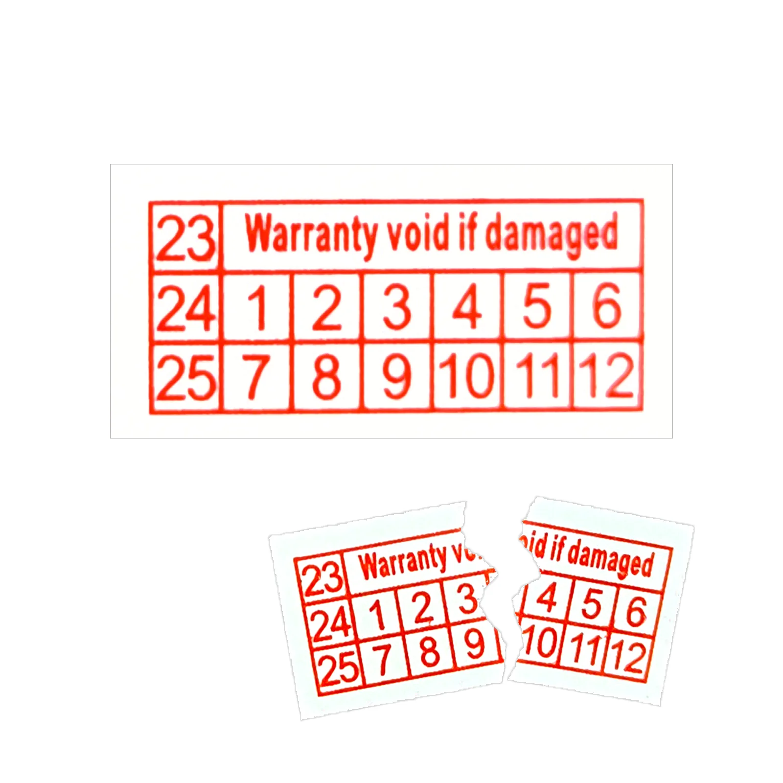 Rectangle Shape Fragile Label Stickers, Warranty Void Year Sticker, Security Seal, Red Color, 16x8mm, 250 Pcs, 500Pcs