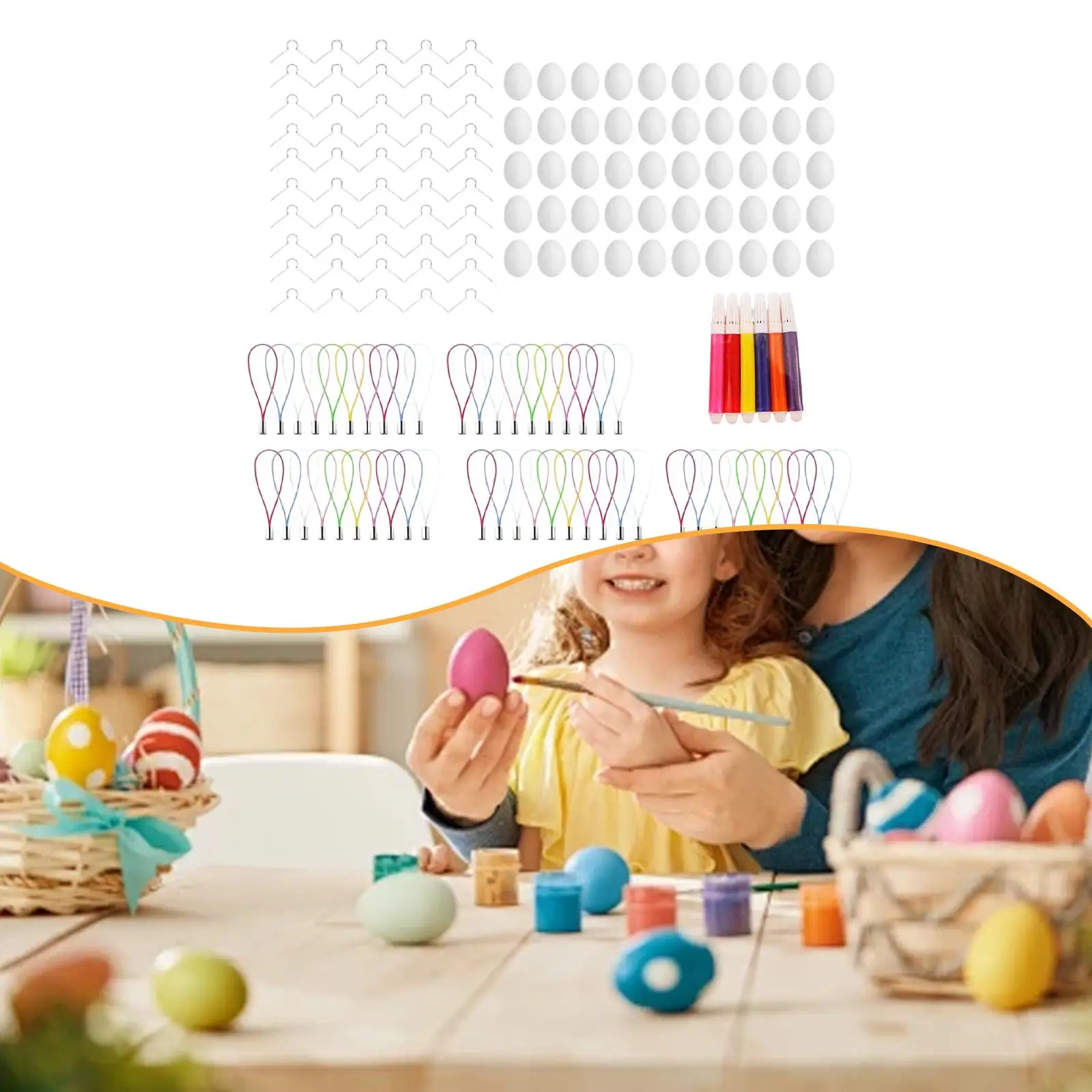 

Белые пластиковые пасхальные яйца для росписи, набор для творчества своими руками с ремешками для телефона, для пасхальных вечеринок