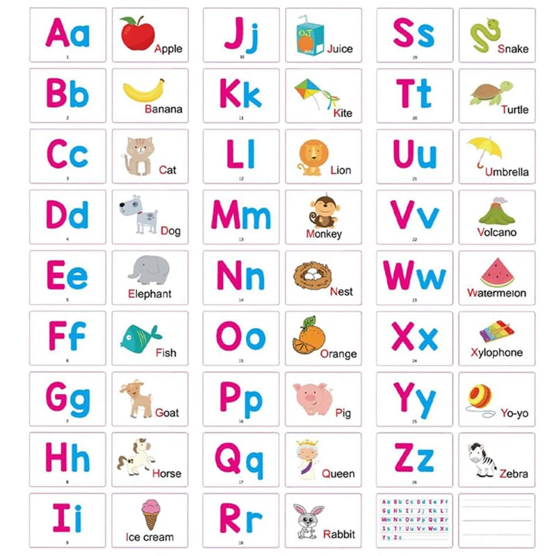 Flash Cards Alphabet Double Sided Flash Cards Toddlers ABC Letters Learning Toy Educational Preschool Kids Children Flashcards