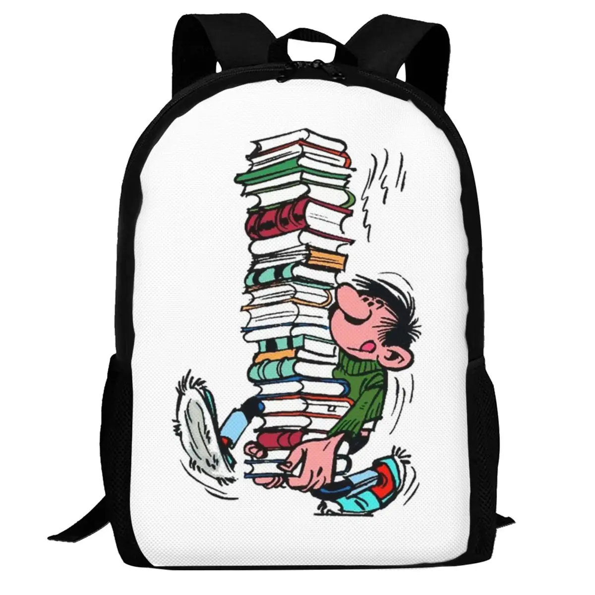 

Gaston Lagaffe Backpack Daypack Large Capacity Children BookBag School Bag Shoulder Bags for Men Women