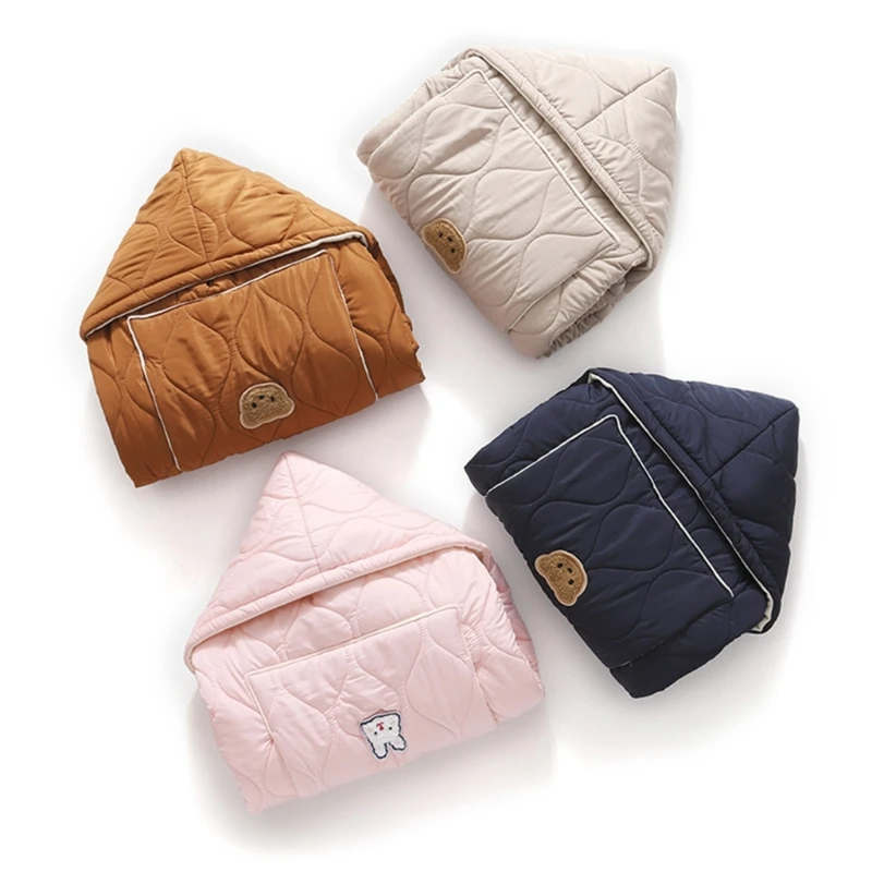 Multi Purpose Infant Cloak Blanket Strollers Cover Thicked Hooded Waist Stool Blanket for New Parents Winter Essential