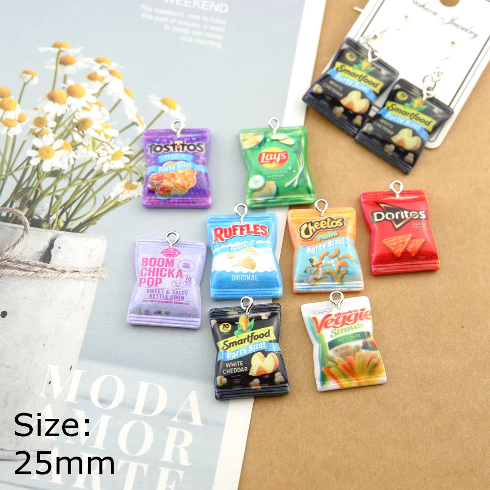 10pcs/Lot Resin Snacks Potato Chips Vegetable Slices Charms For Bracelets Earring Jewelry Making DIY Craft Pendants