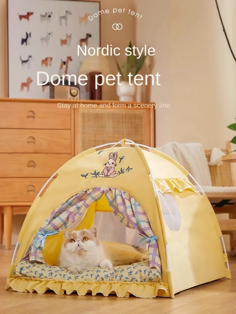 Cat nest tent, summer mat, detachable, washable, closed net red cat, princess, dog bed, four seasons universal pet bed