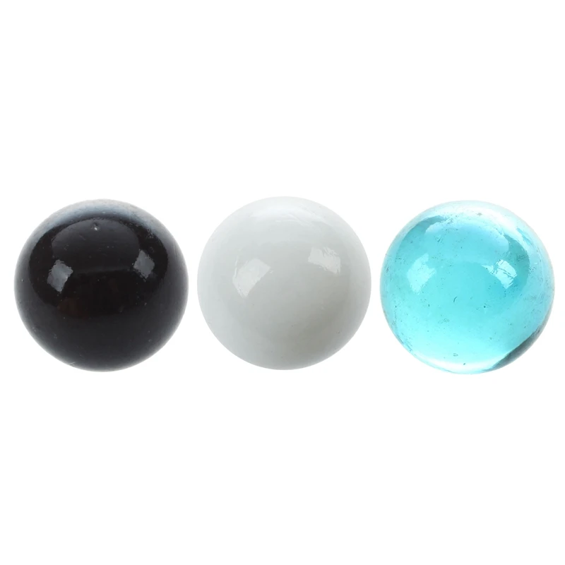 30 Pcs Marbles 16Mm Glass Marbles Knicker Glass Balls Decoration Color Nuggets Toy White + Black + Light Blue Set