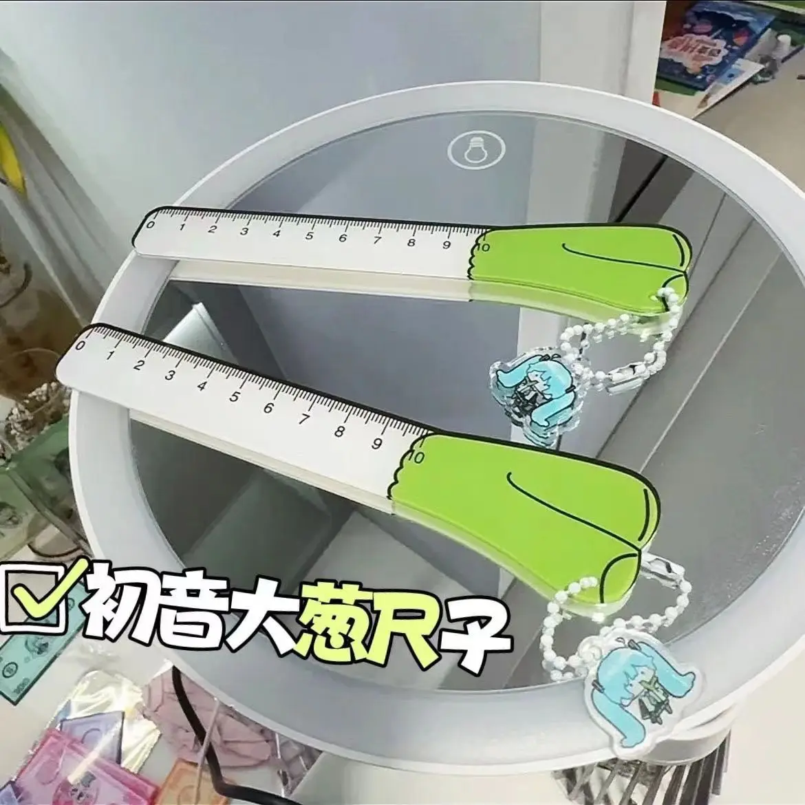 2024 nowe Anime Hatsune Miku Scallion rysunek Kawaii wersja Q rysunek linijka Model zabawki wisiorek rekwizyty do Cosplay prezenty