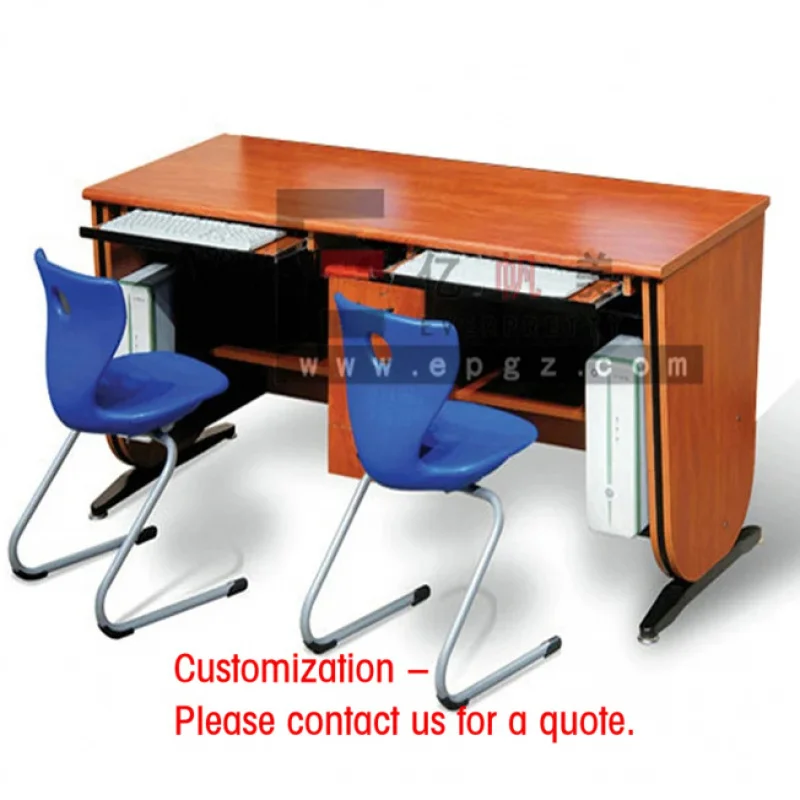 custom.Modern Wooden School Lab Computer Table Students and 2-Person Staff Convertible Commercial Office Workstation