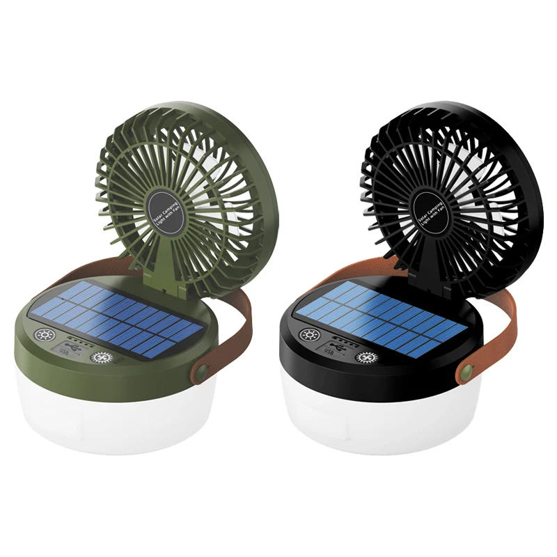 

Solar Camping Fan Rechargeable Camping Light, Folding Portable Solar Outdoor Lights with USB Output for Camping Tent, Emergency