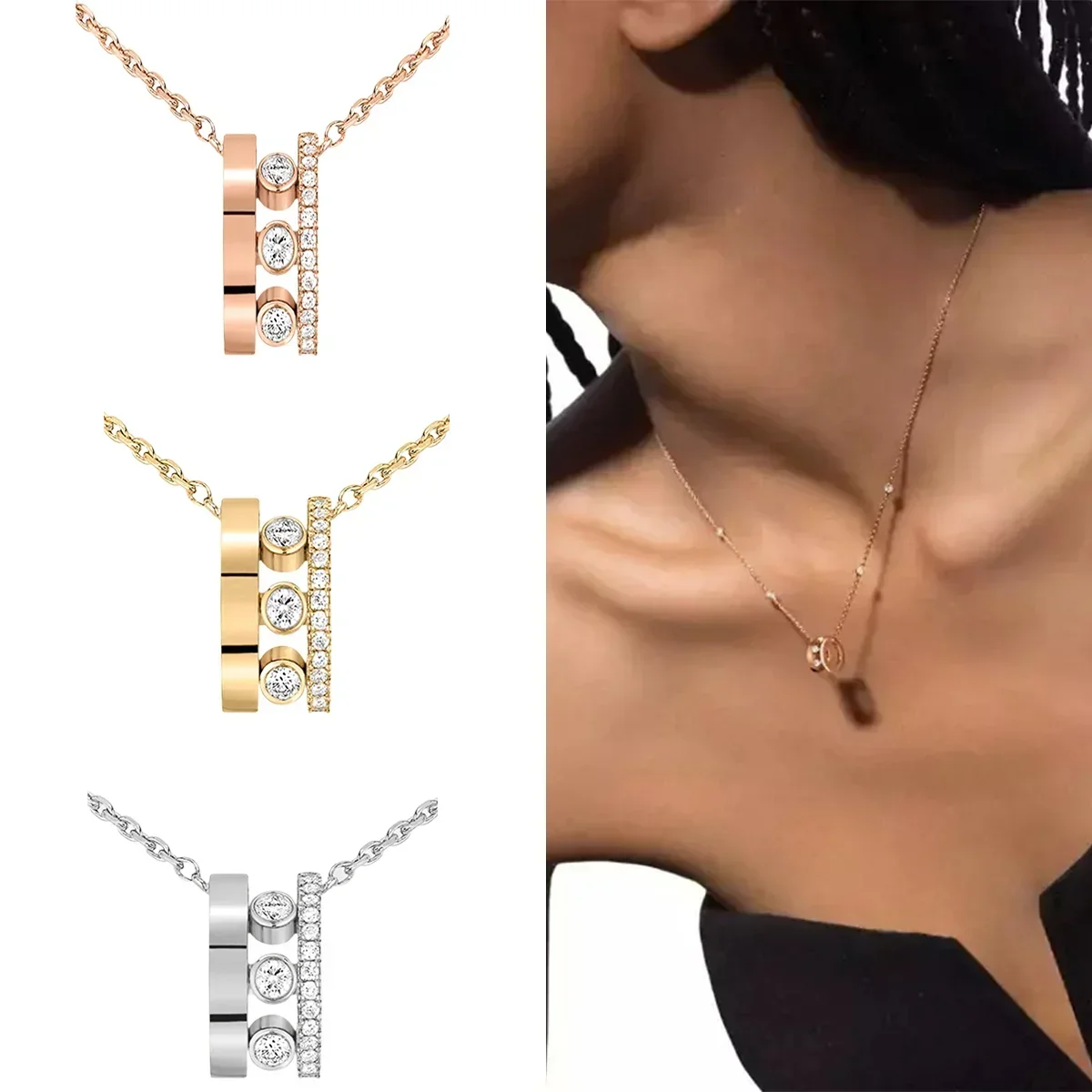 

GM s925 sterling silver new necklace, diamond pendant necklace, suitable for wearing at parties, gifts for girlfriends