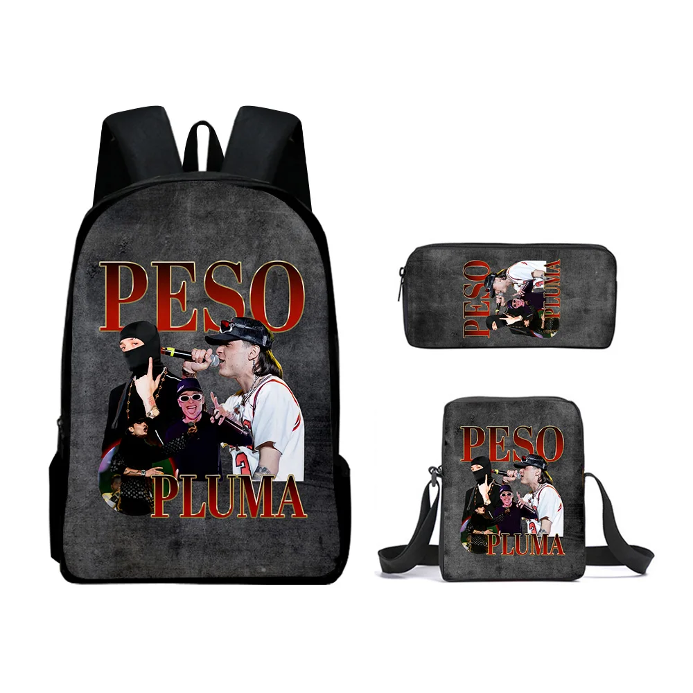 Peso Pluma Merch Backpack 2023 New Album Daypacks 3 Pieces Sets Zipper Rucksack School Shoulder Bag Pencil Bag