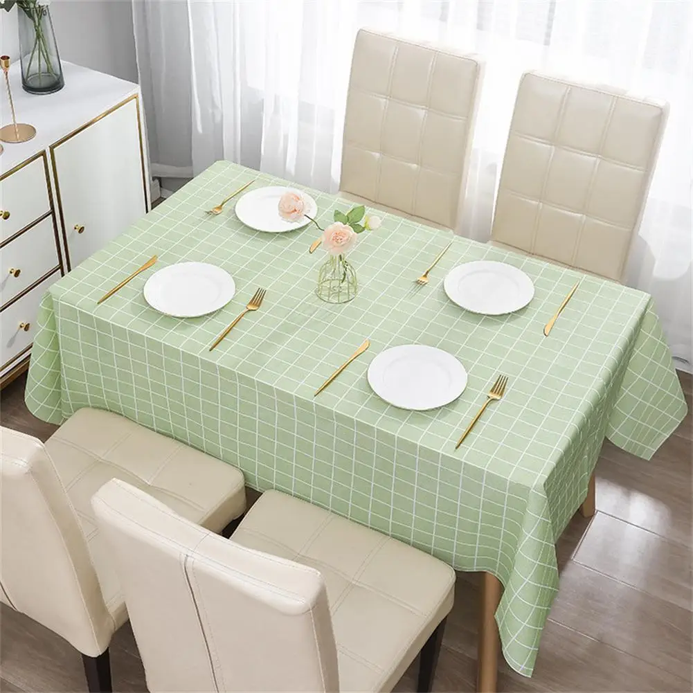 Nordic Style Grid Printed Household Waterproof Oil-proof Table Tablecloth Rectangle Dining Decoration Table Cover Cloth Par A2j7