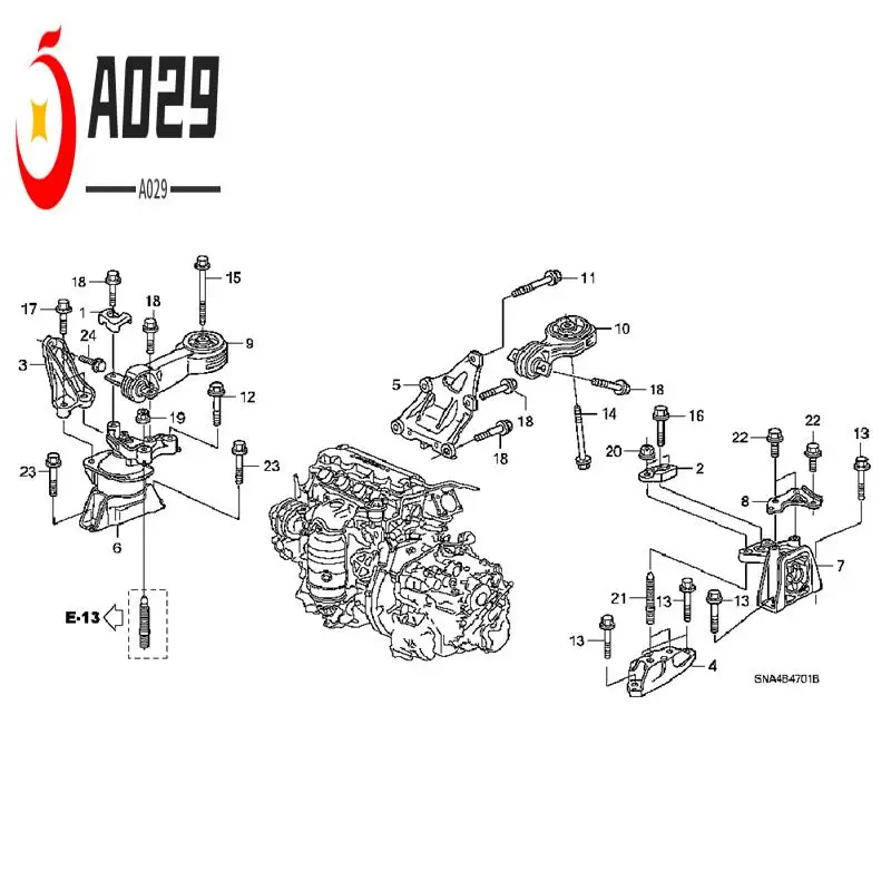 

A029-Front Upper Engine Torque Damper Parts Accessories For Honda Civic 2006-2011 1.8L Engine Side Rubber Mounting 50880-SNA-A82
