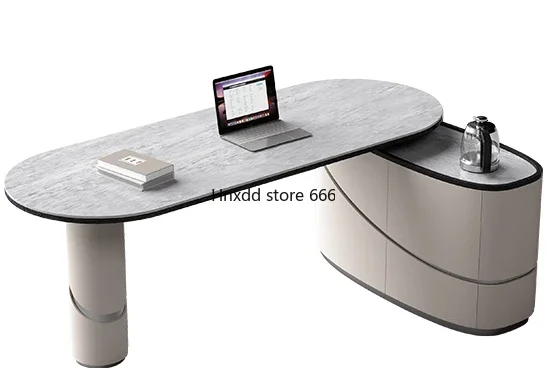 

Rock slab tea table desk integrated light luxury modern tea table chair combination