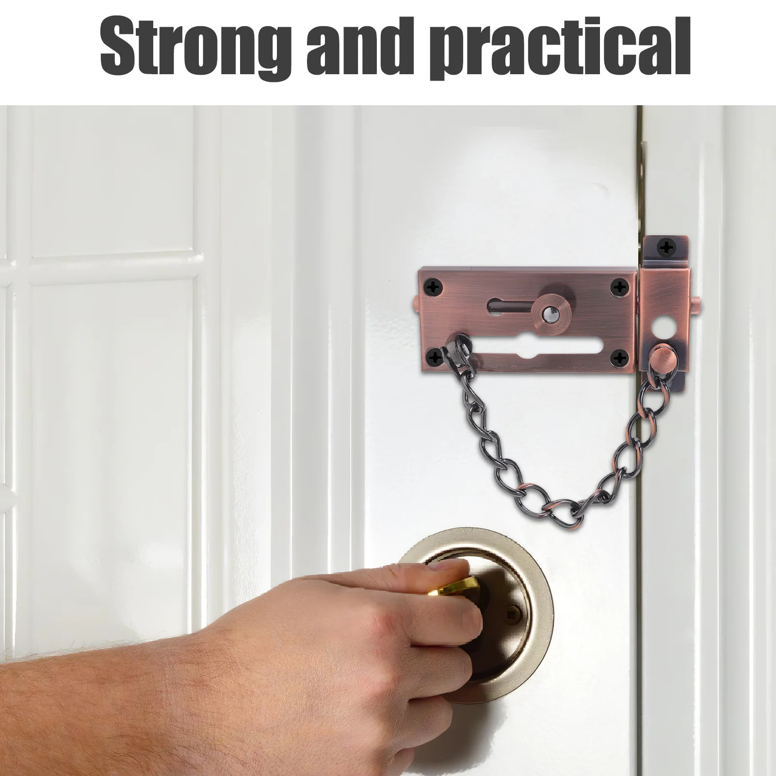 Stainless Steel Door Chain Lock Extended Reinforced Security Latch for Front Entry Bedroom Interior Privacy Protection Sliding