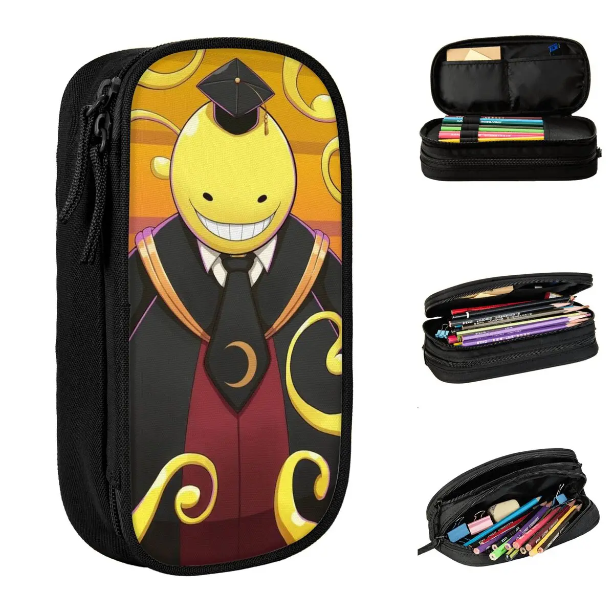 Estuches de lápices creativos Karma Assassination Classroom, caja de lápices, bolígrafos para estudiantes, bolsas de almacenamiento grandes, suministros escolares