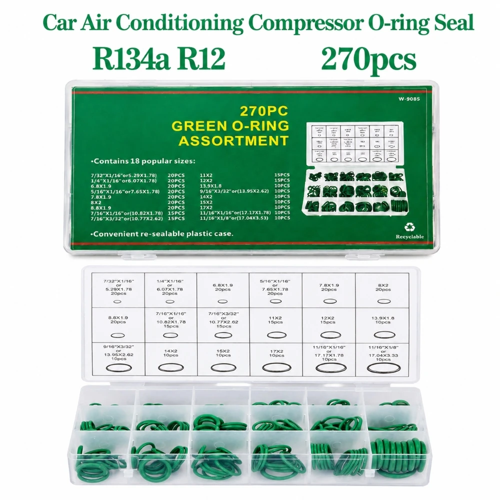 270 Pcs O-Type Sealing Rubber Ring Automotive Air-Conditioning Compression Confidential Seal Maintenance Rubber Accessories