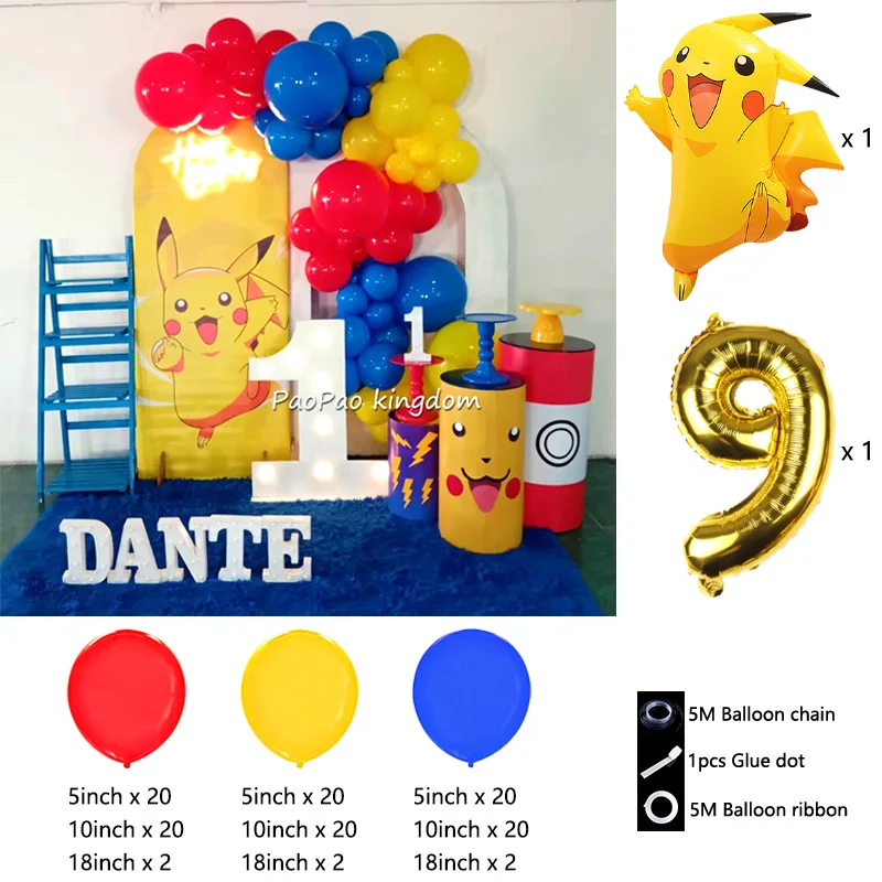 Liebliches Pikachu-Themen-Ballon-Dekorationsset Cartoon-Folienballons Blitzballon-Set Kindergeburtstags-Party-Deko-Zubehör – Detail 27
