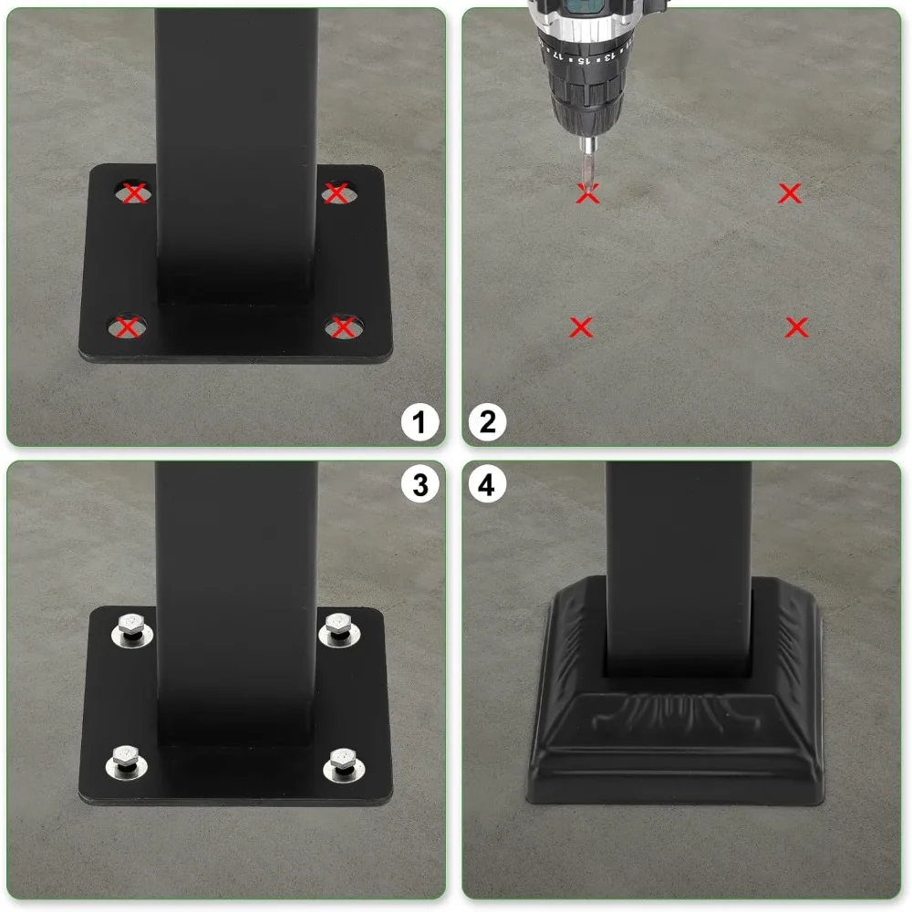 2 Pack 2 Step Handrails for Outdoor Steps, Wrought Iron Stair Railing Fits 1 or 2 Steps, Metal Hand Rail with Installation Kit