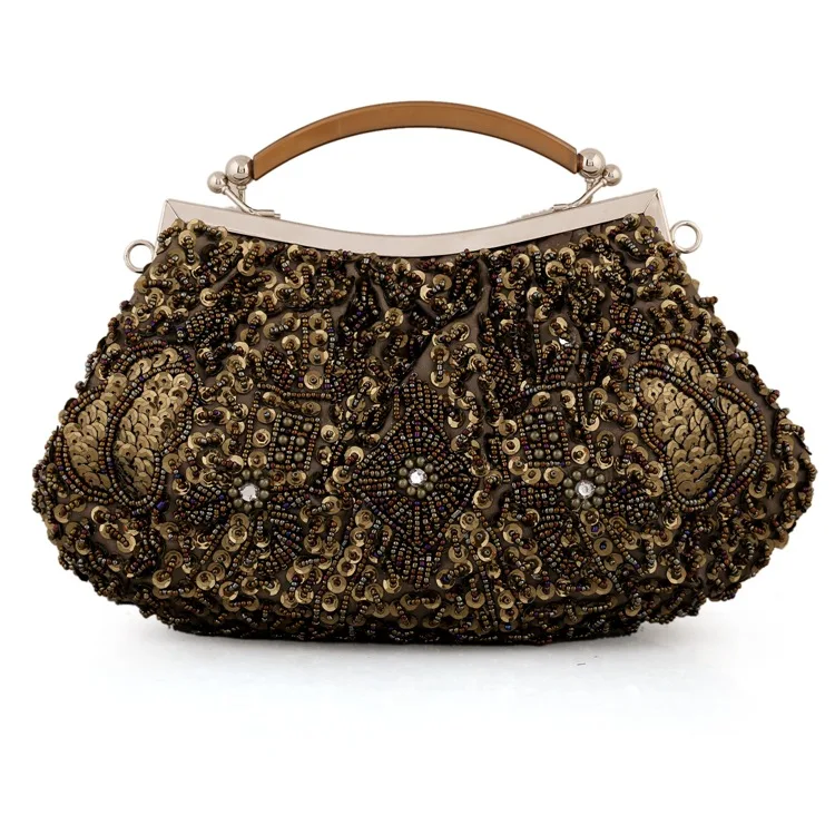 Vintage Sequin Beaded Handbags For Women Wedding Party Bridal Clutches Evening Bag Fashion Retro Chain Crossbody Shoulder Bag