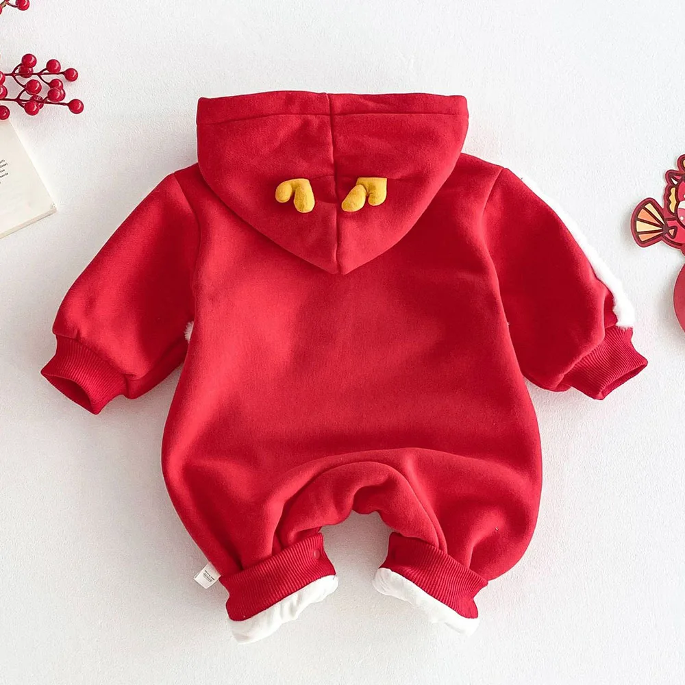 Christmas Baby Clothes Chinese Style New Year Baby Rompers Fleece Thick Warm Winter Baby Jumpsuit For Boys Girls