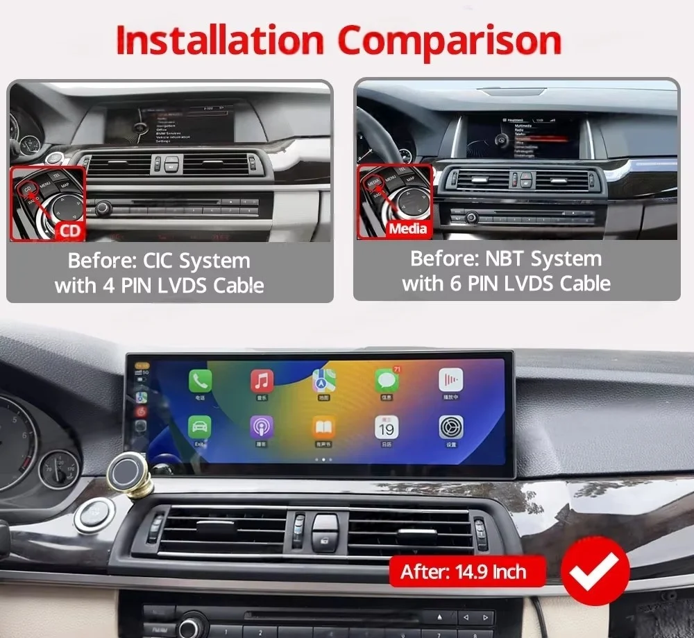 AFJY Climate Control Panel For BMW 5 Series F10 F18 2010-2017 Car Touch LCD Display Screen Air Conditioning Board Upgrade to G38