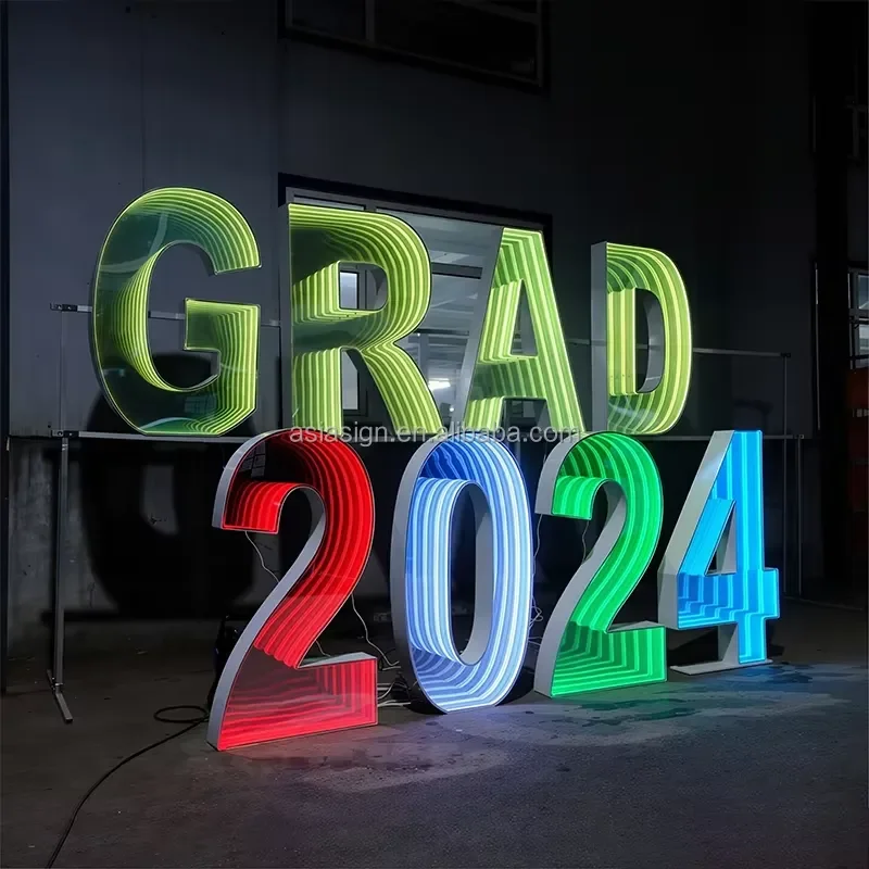 OEM ODM Custom Waterproof LED Infinity Mirror Deep Abyss Light Letters Advertising Custom Logo Sign for Hotels Restaurants