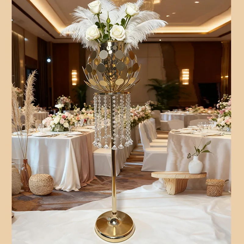 Wedding scene road guide flower stand floor-to-ceiling flower arrangement vase gold wrought iron shelf wedding arrangement