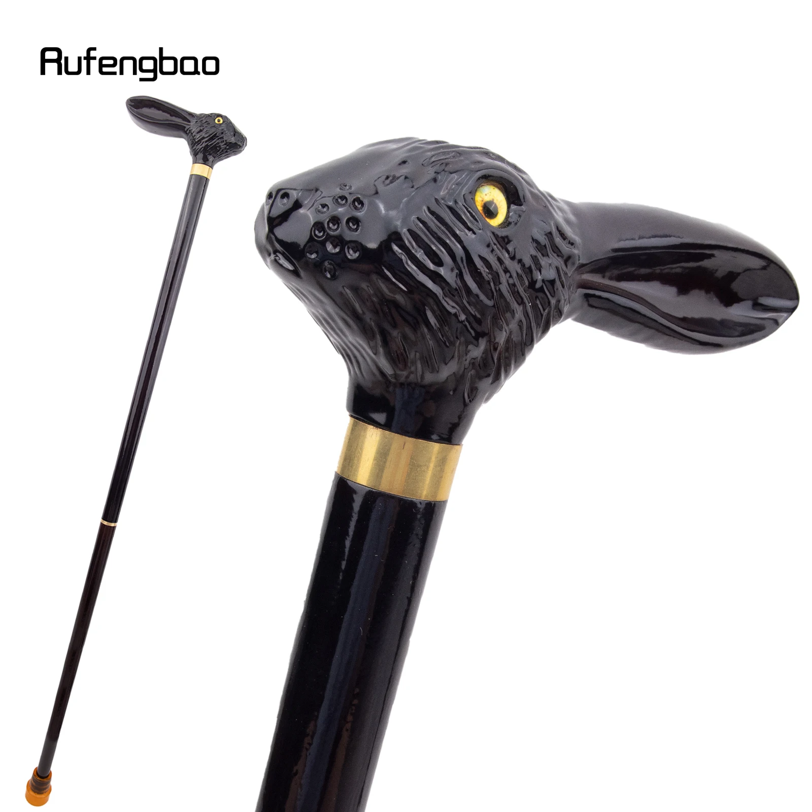 Rabbit Black Wooden Fashion Walking Stick Decorative Vampire Cospaly Party Wood Walking Cane Halloween Mace Wand Crosier 96cm