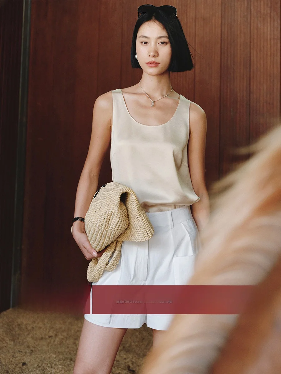 

Женский жилет Amyy Studios А-силуэта с узкими бретелями из ацетатного полиэстера, летний, для повседневной носки, однотонный, свободного кроя