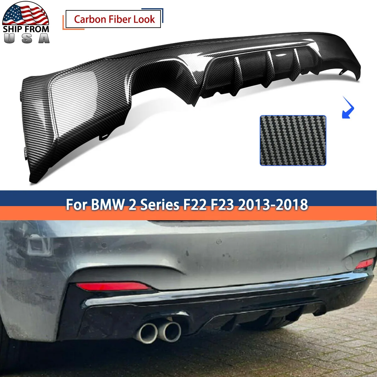 

MagicKit For BMW 2 Series F22 F23 M Sport Performance Coupe Rear Diffuser Carbon Look 14+