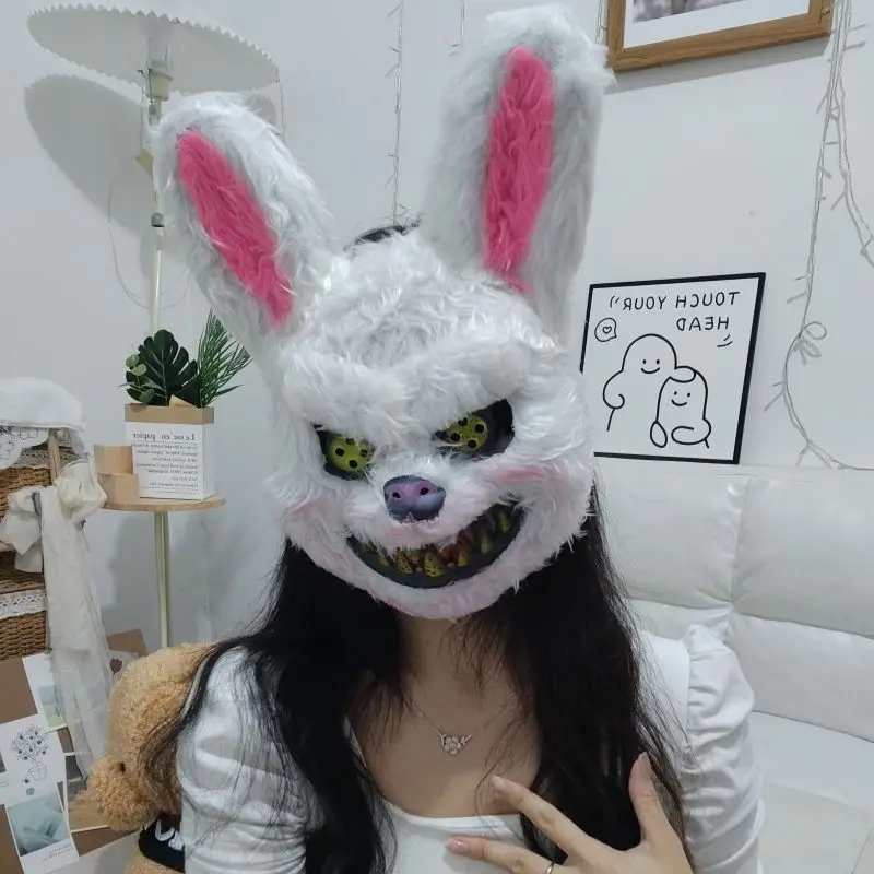 Halloween horror costume bear rabbit luminous led mask Masquerade ball headgear performance props Terror Mask Cosplay Decoration