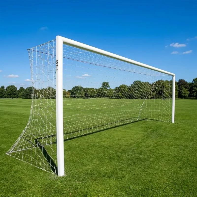 Fixed Inground Elliptical Aluminum Soccer Goal 7320x2440mm Heavy Duty Durable Competition Football Post Net Pulling Poles