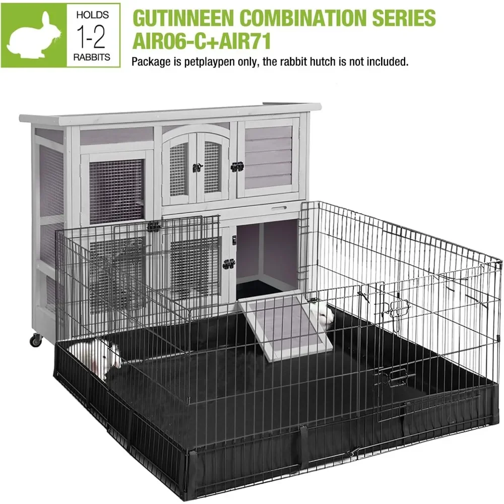 Rabbit Hutch Indoor Outdoor Bunny House Bunny Cage on Wheel with Plastic Tray-47inch