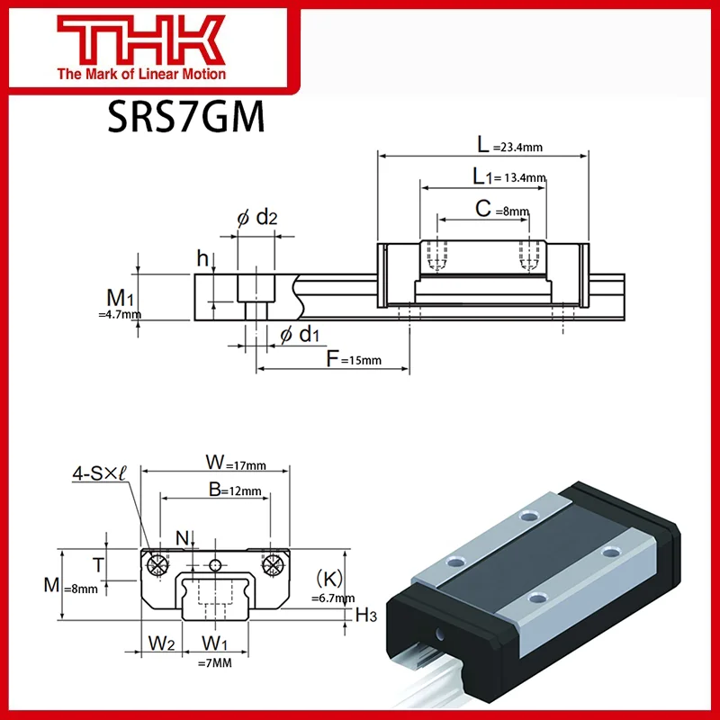 Imagem -05 - Thk Guia Linear Rail Slider Original Bloco de Transporte Srs7gm Srs 7gm Srs7 Srs7gm1uu Srs7gm1ss gk