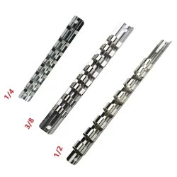 Socket Rack Holder 1/4 3/8 1/2inch With 8 Clips On Rail Tool Organizer Storage Drive Socket Rails For Home Industrial Garage