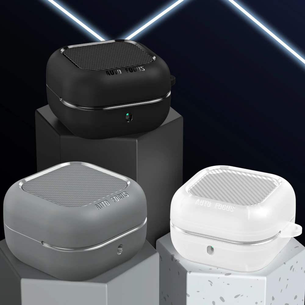 

Cover For Samsung Galaxy Buds 4 / 4 Pro , TPU+PC Protect Case with Carbon Fiber Texture , 4-Corner Airbag Anti-Fall Shell