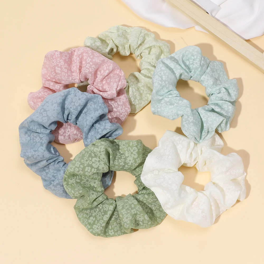 Baby Accessories For Newborn Toddler Kids Baby Girl Boy Scrunches Nylon Print Large Intestine Elastic Flower Hair Rope 6Color