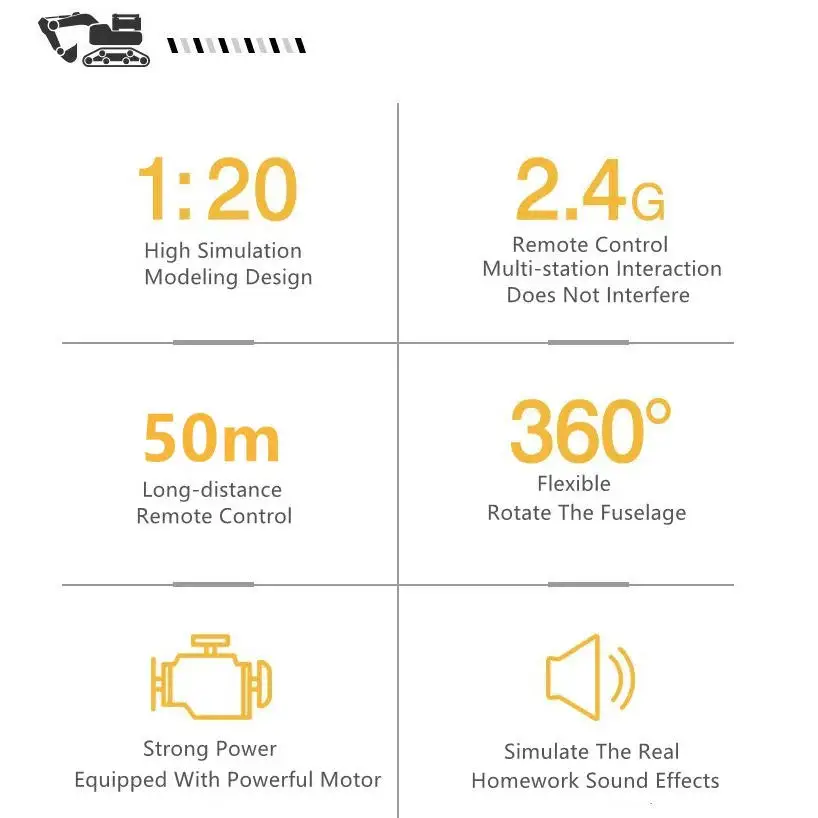 

Smart programming HydraulicWireless Remote Control Excavator 35Mins Thickened Double Track 360° Table Rotation RC Truck Toy Gift